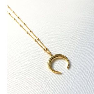 Crescent moon necklace 18" chain gold plated etsy